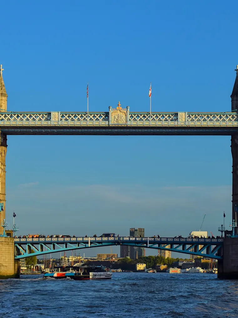 Tower Bridge over the Thames in golden evening light