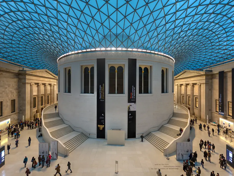 The glazed roof of the Great Court at the British Museum